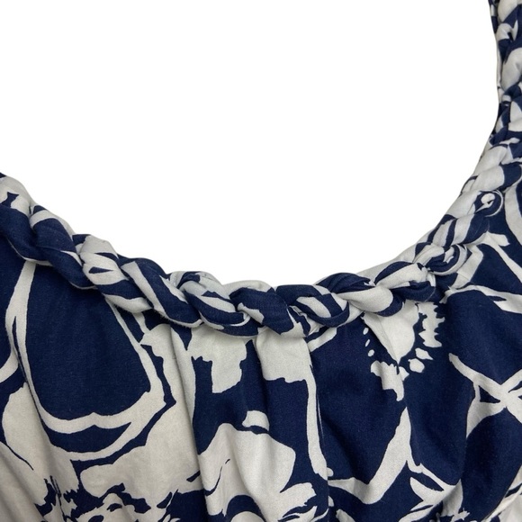 J. Crew Sundress Size 8 Blue and White Floral Empire Waist Braided Strap Summer - Picture 6 of 11